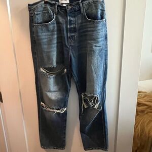 Frame Denim Blue Slim Fit Distressed Jeans